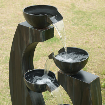 79532-O-BK -  Outdoor Metal Cups Fountain with Rusty Gray Finish HI-LINE GIFT