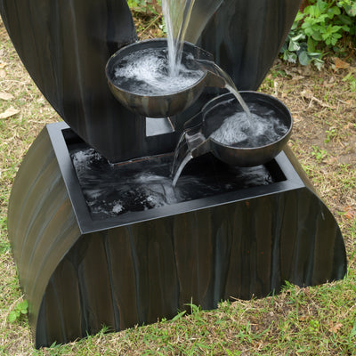 79532-O-BK -  Outdoor Metal Cups Fountain with Rusty Gray Finish HI-LINE GIFT
