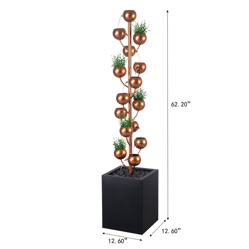 79532-P -  Outdoor Metal Golden Bowl Fountain with Planter HI-LINE GIFT