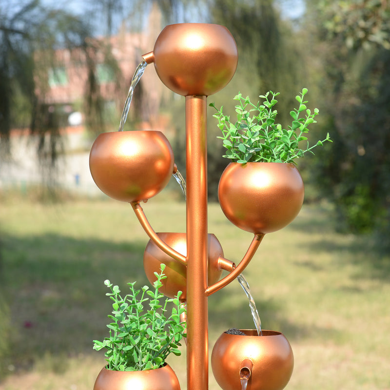 79532-P -  Outdoor Metal Golden Bowl Fountain with Planter HI-LINE GIFT