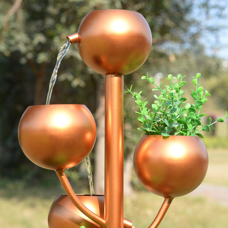 79532-P -  Outdoor Metal Golden Bowl Fountain with Planter HI-LINE GIFT