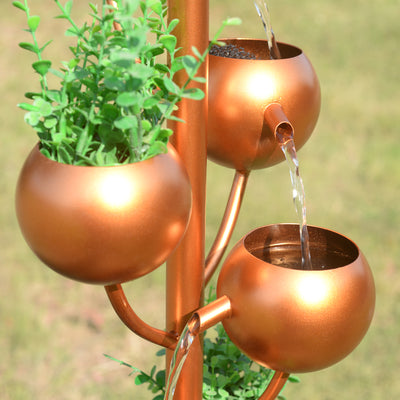 79532-P -  Outdoor Metal Golden Bowl Fountain with Planter HI-LINE GIFT