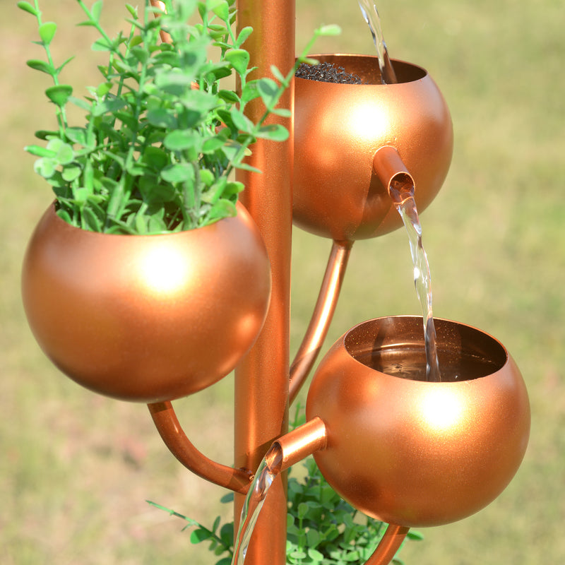 79532-P -  Outdoor Metal Golden Bowl Fountain with Planter HI-LINE GIFT