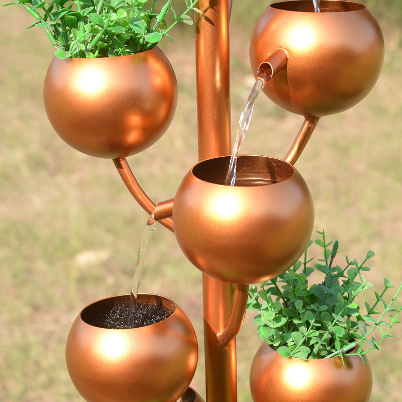 79532-P -  Outdoor Metal Golden Bowl Fountain with Planter HI-LINE GIFT