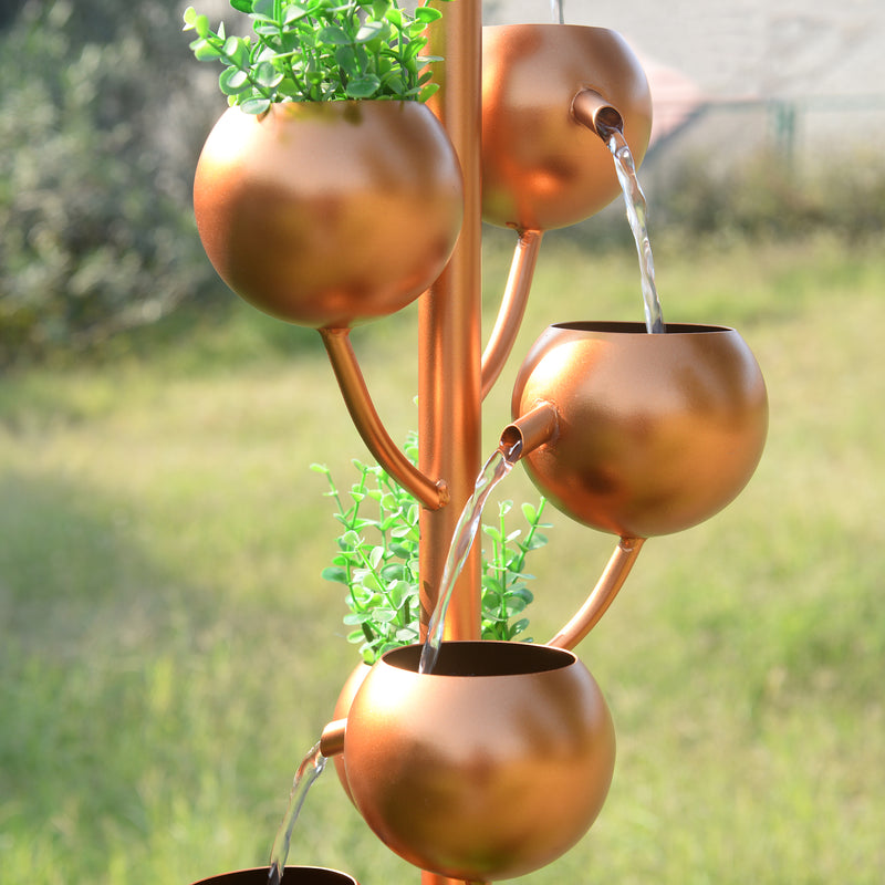79532-P -  Outdoor Metal Golden Bowl Fountain with Planter HI-LINE GIFT