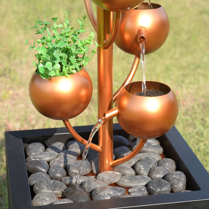 79532-P -  Outdoor Metal Golden Bowl Fountain with Planter HI-LINE GIFT