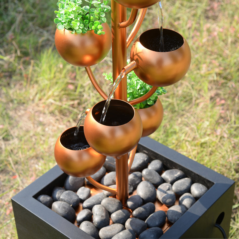 79532-P -  Outdoor Metal Golden Bowl Fountain with Planter HI-LINE GIFT