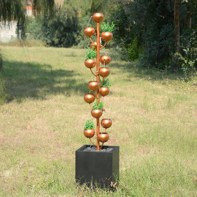 79532-P -  Outdoor Metal Golden Bowl Fountain with Planter HI-LINE GIFT