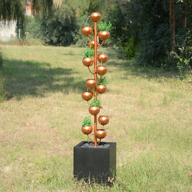 79532-P -  Outdoor Metal Golden Bowl Fountain with Planter HI-LINE GIFT