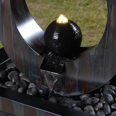 79532-Q-BK -  Outdoor Metal Fountain with LED Lights - Rusty Gray HI-LINE GIFT