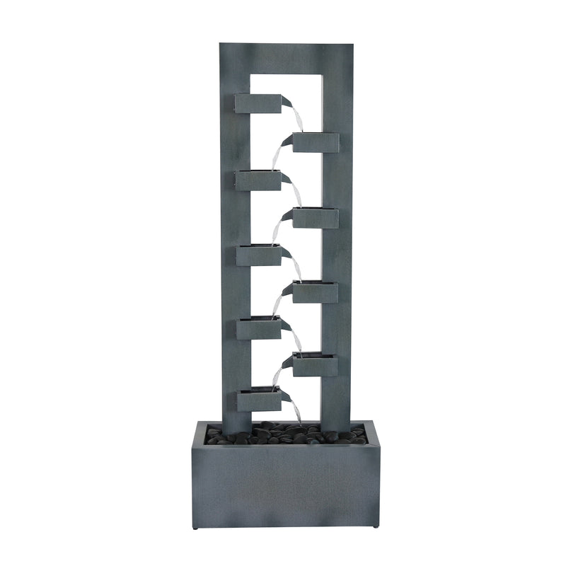 79532-R-GY -  Metal Fountain with Dusty Blue Finish HI-LINE GIFT