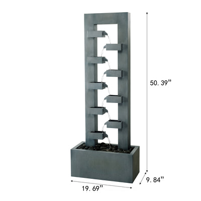 79532-R-GY -  Metal Fountain with Dusty Blue Finish HI-LINE GIFT