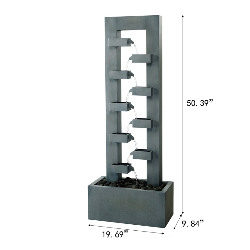 79532-R-GY -  Metal Fountain with Dusty Blue Finish HI-LINE GIFT
