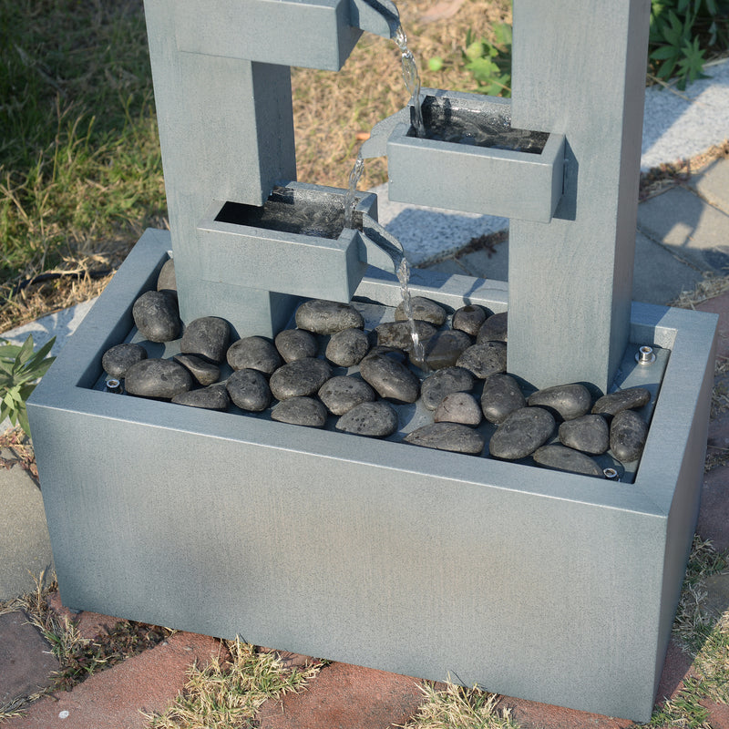 79532-R-GY -  Metal Fountain with Dusty Blue Finish HI-LINE GIFT