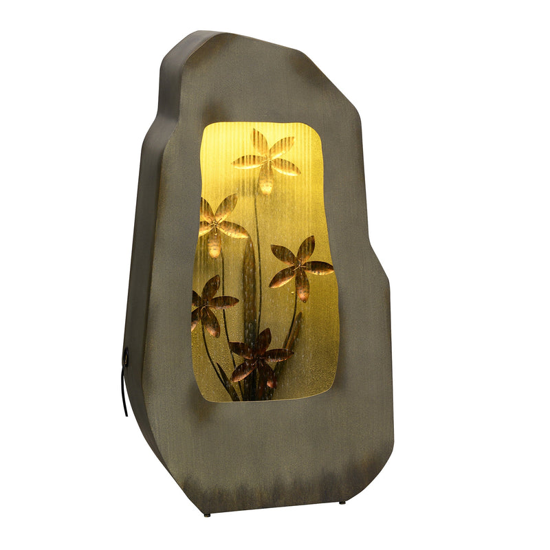 79532-W-GY - Gray Zinc Fountain with 42 Warm White LEDs - Outdoor Hi-Line Gift Ltd.
