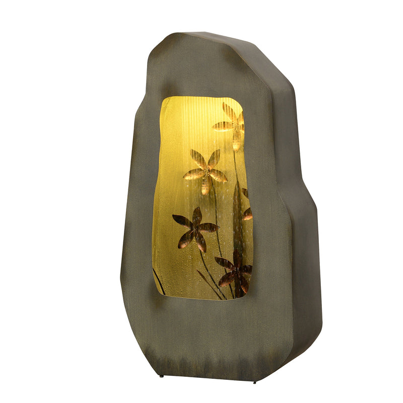 79532-W-GY - Gray Zinc Fountain with 42 Warm White LEDs - Outdoor Hi-Line Gift Ltd.