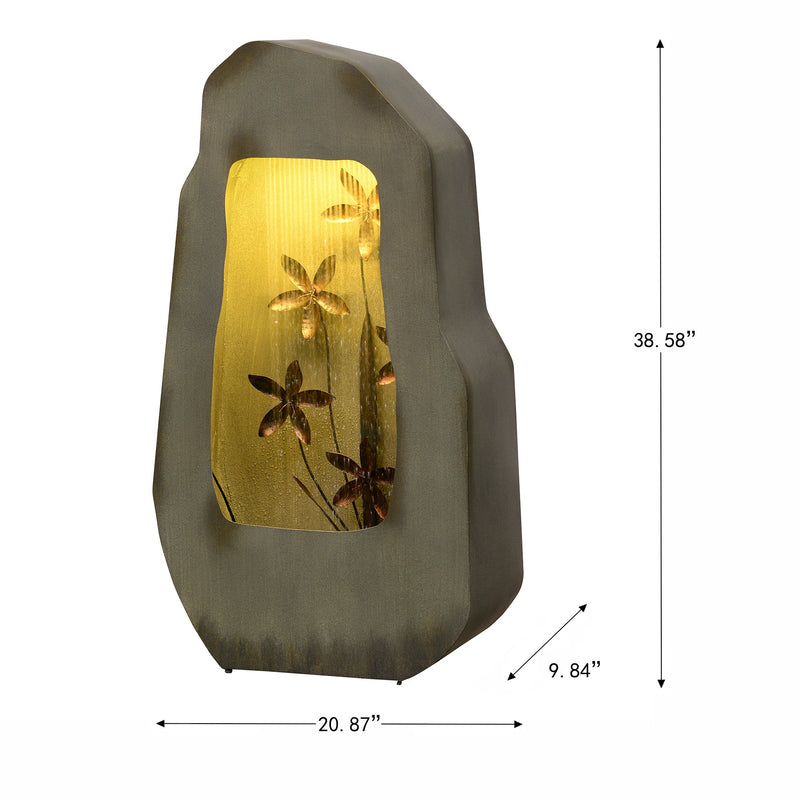 79532-W-GY - Gray Zinc Fountain with 42 Warm White LEDs - Outdoor Hi-Line Gift Ltd.