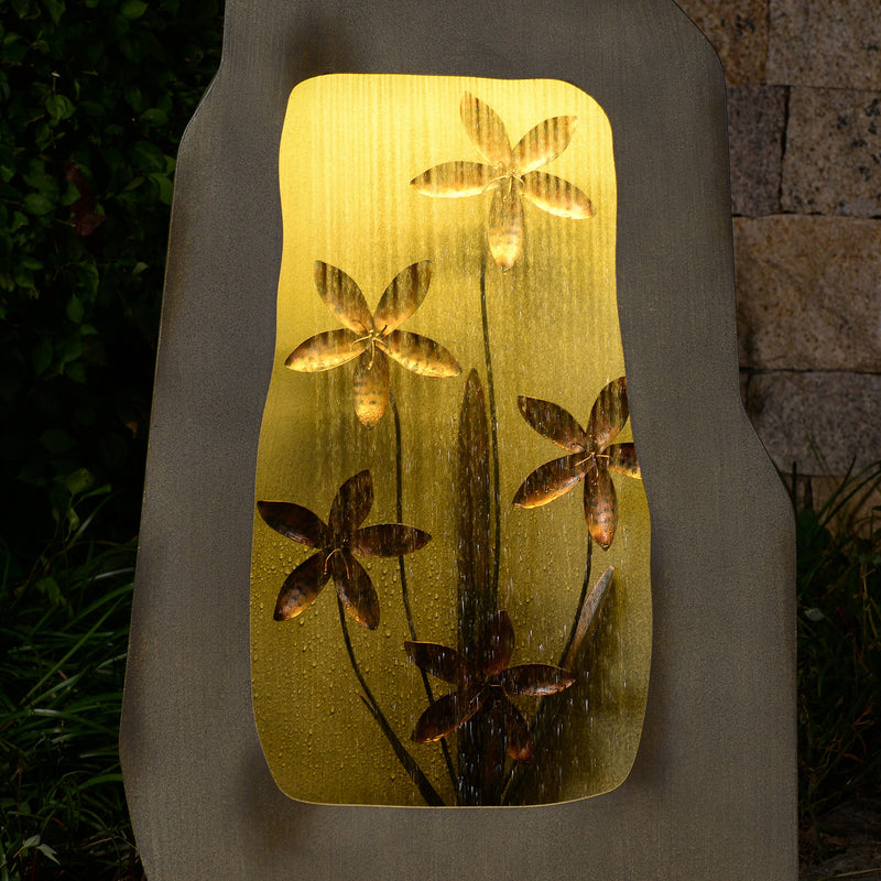 79532-W-GY - Gray Zinc Fountain with 42 Warm White LEDs - Outdoor Hi-Line Gift Ltd.