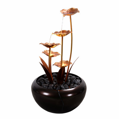 79532-Y - Elegant Zinc Metal Fountain with 4 Warm White LED Lights - Outdoor Hi-Line Gift Ltd.