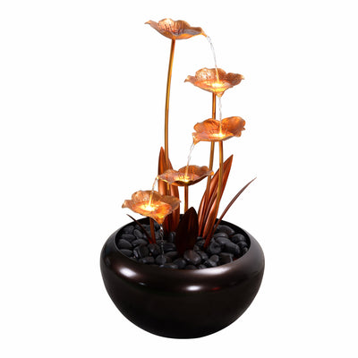 79532-Y - Elegant Zinc Metal Fountain with 4 Warm White LED Lights - Outdoor Hi-Line Gift Ltd.
