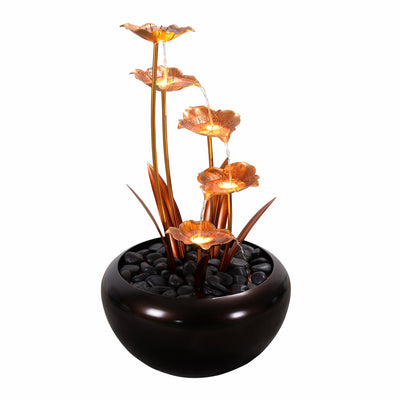 79532-Y - Elegant Zinc Metal Fountain with 4 Warm White LED Lights - Outdoor Hi-Line Gift Ltd.