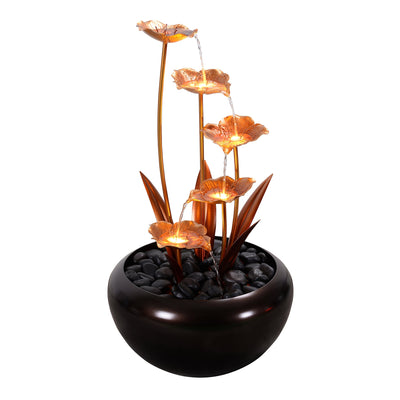 79532-Y - Elegant Zinc Metal Fountain with 4 Warm White LED Lights - Outdoor Hi-Line Gift Ltd.
