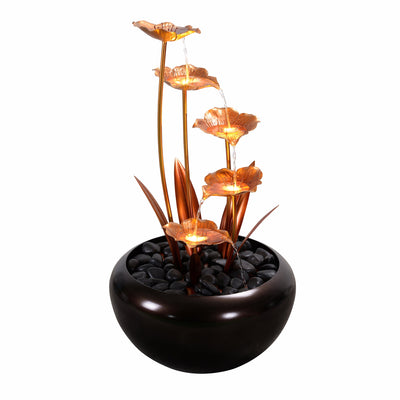 79532-Y - Elegant Zinc Metal Fountain with 4 Warm White LED Lights - Outdoor Hi-Line Gift Ltd.