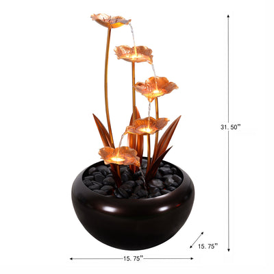 79532-Y - Elegant Zinc Metal Fountain with 4 Warm White LED Lights - Outdoor Hi-Line Gift Ltd.