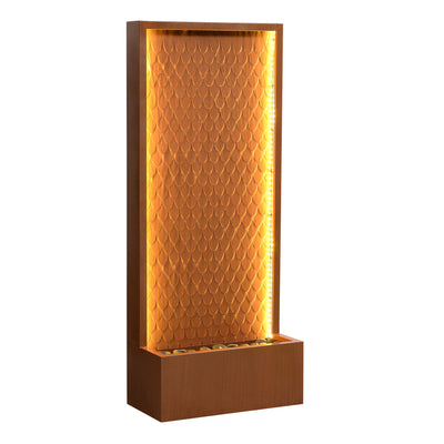 79532-Z-BR - Rustic Zinc Metal Waterfall Fountain with LED Lighting - Outdoors Hi-Line Gift Ltd.