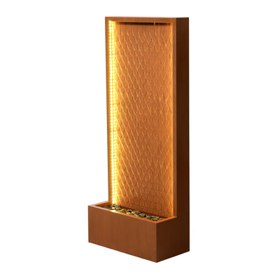 79532-Z-BR - Rustic Zinc Metal Waterfall Fountain with LED Lighting - Outdoors Hi-Line Gift Ltd.