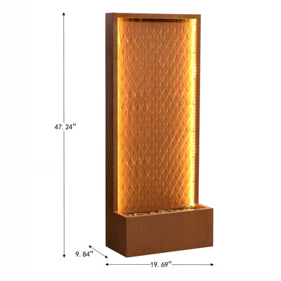79532-Z-BR - Rustic Zinc Metal Waterfall Fountain with LED Lighting - Outdoors Hi-Line Gift Ltd.