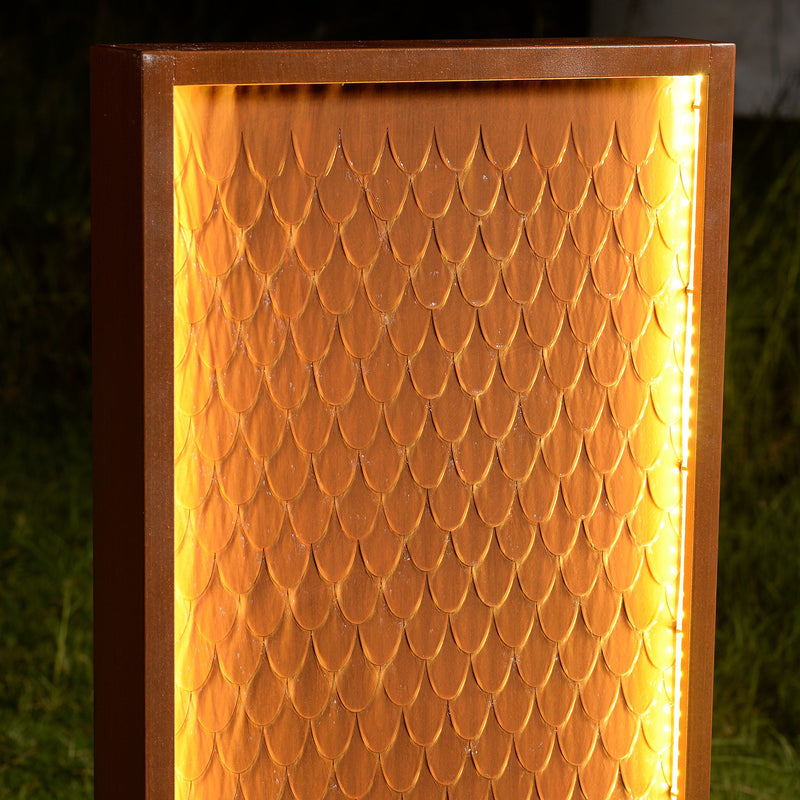 79532-Z-BR - Rustic Zinc Metal Waterfall Fountain with LED Lighting - Outdoors Hi-Line Gift Ltd.