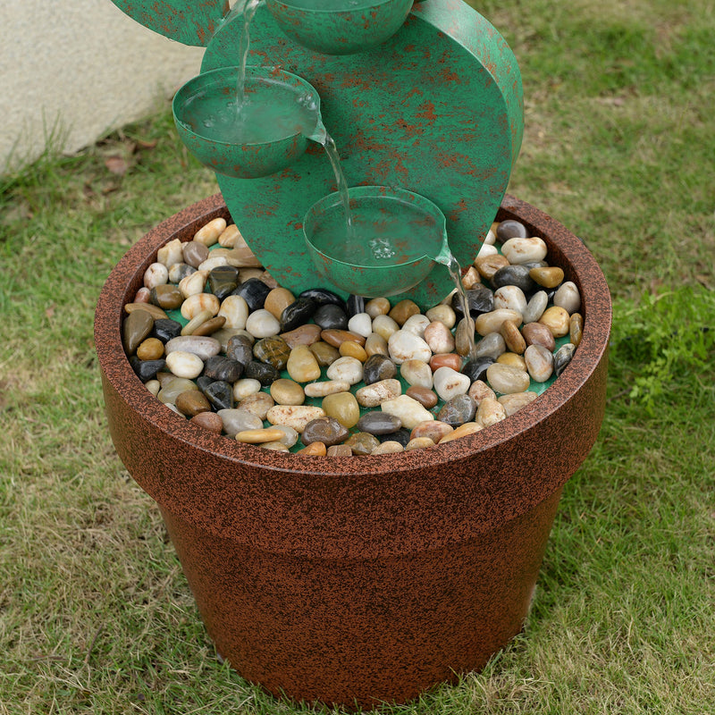 79533-B - Metal Cactus Fountain with River Stones - Outdoor Hi-Line Gift Ltd.