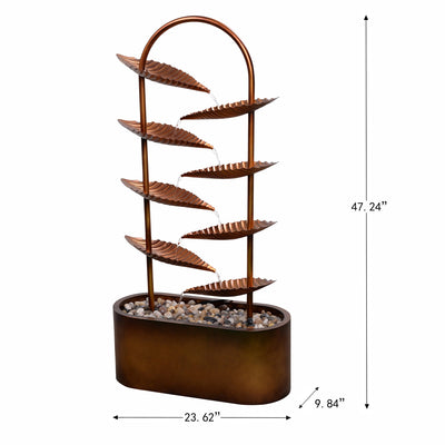 79533-C - Rustic Metal Leaf Fountain - Outdoor Hi-Line Gift Ltd.