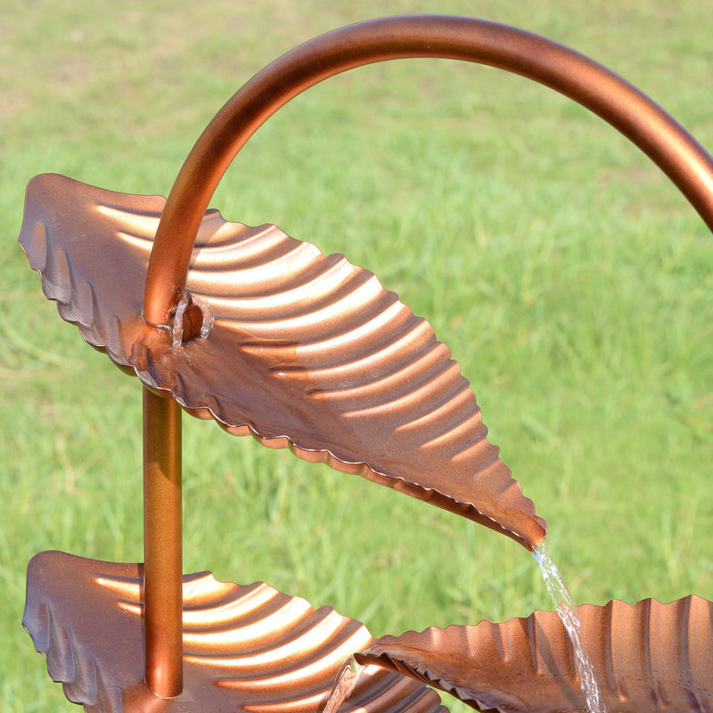 79533-C - Rustic Metal Leaf Fountain - Outdoor Hi-Line Gift Ltd.