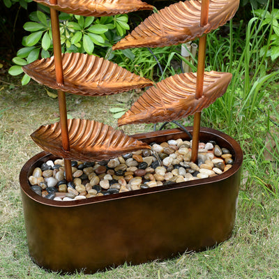 79533-C - Rustic Metal Leaf Fountain - Outdoor Hi-Line Gift Ltd.