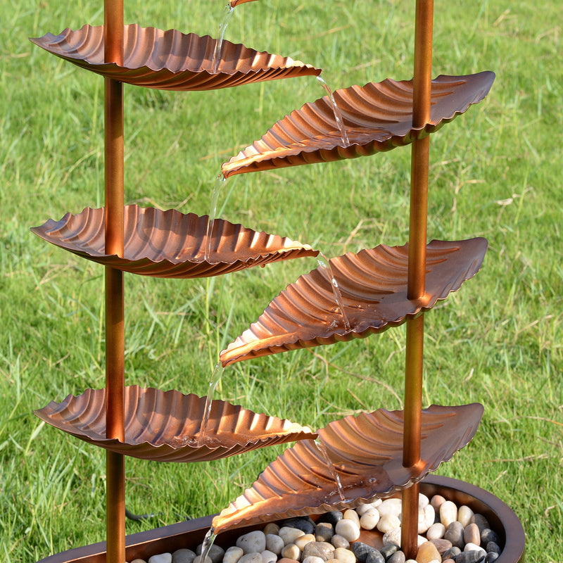 79533-C - Rustic Metal Leaf Fountain - Outdoor Hi-Line Gift Ltd.