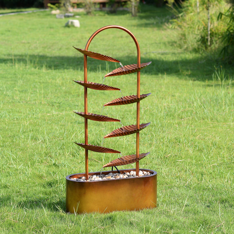 79533-C - Rustic Metal Leaf Fountain - Outdoor Hi-Line Gift Ltd.