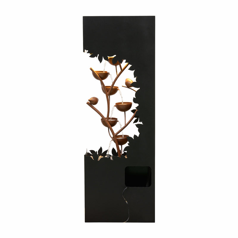 79533-D-BK - Black LED Fountain with Hollowed Flower & Bowl Design - Outdoor Hi-Line Gift Ltd.