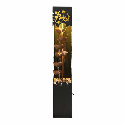 79533-D-BK - Black LED Fountain with Hollowed Flower & Bowl Design - Outdoor Hi-Line Gift Ltd.