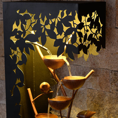 79533-D-BK - Black LED Fountain with Hollowed Flower & Bowl Design - Outdoor Hi-Line Gift Ltd.