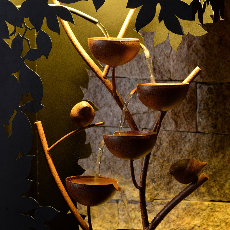 79533-D-BK - Black LED Fountain with Hollowed Flower & Bowl Design - Outdoor Hi-Line Gift Ltd.