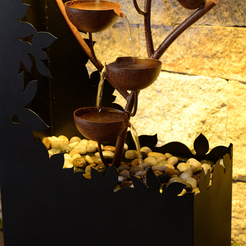 79533-D-BK - Black LED Fountain with Hollowed Flower & Bowl Design - Outdoor Hi-Line Gift Ltd.