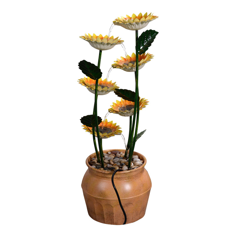 79533-E - Sunflower Metal Fountain with Galvanized Finish - Outdoor Hi-Line Gift Ltd.
