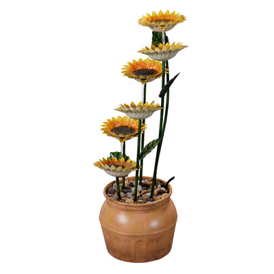 79533-E - Sunflower Metal Fountain with Galvanized Finish - Outdoor Hi-Line Gift Ltd.