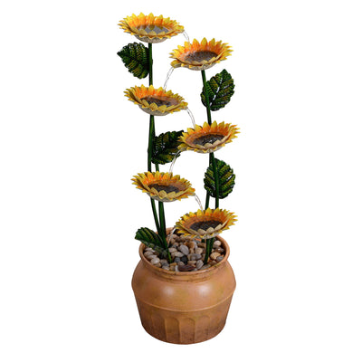 79533-E - Sunflower Metal Fountain with Galvanized Finish - Outdoor Hi-Line Gift Ltd.
