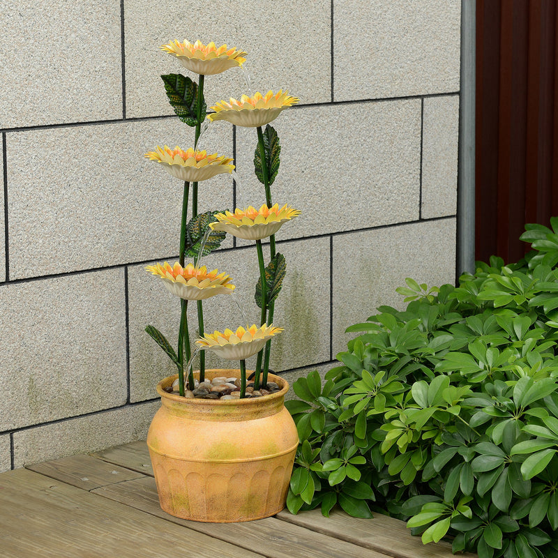 79533-E - Sunflower Metal Fountain with Galvanized Finish - Outdoor Hi-Line Gift Ltd.