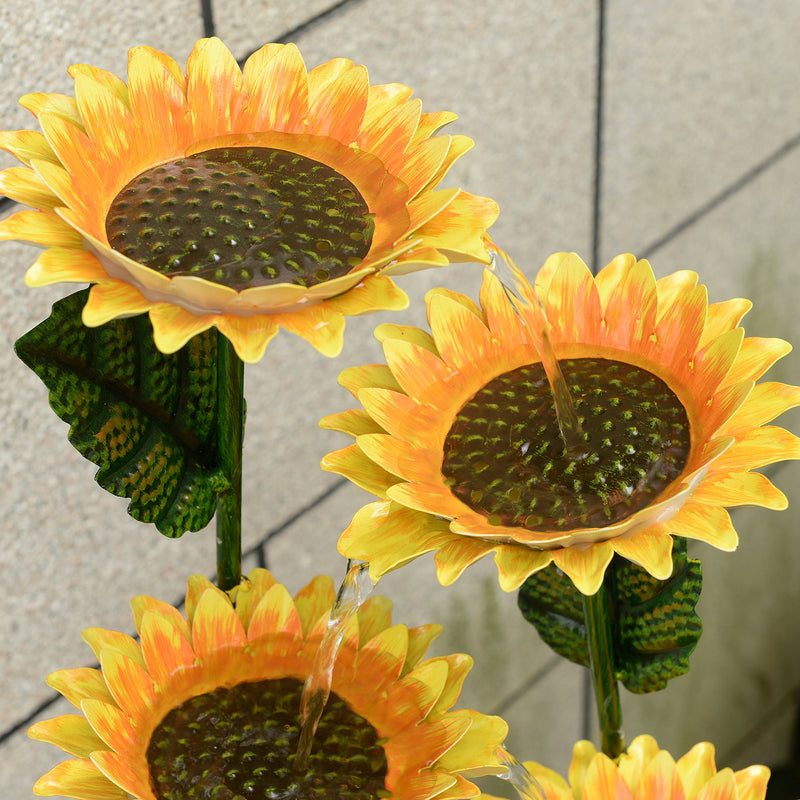 79533-E - Sunflower Metal Fountain with Galvanized Finish - Outdoor Hi-Line Gift Ltd.