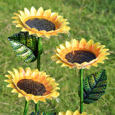 79533-E - Sunflower Metal Fountain with Galvanized Finish - Outdoor Hi-Line Gift Ltd.