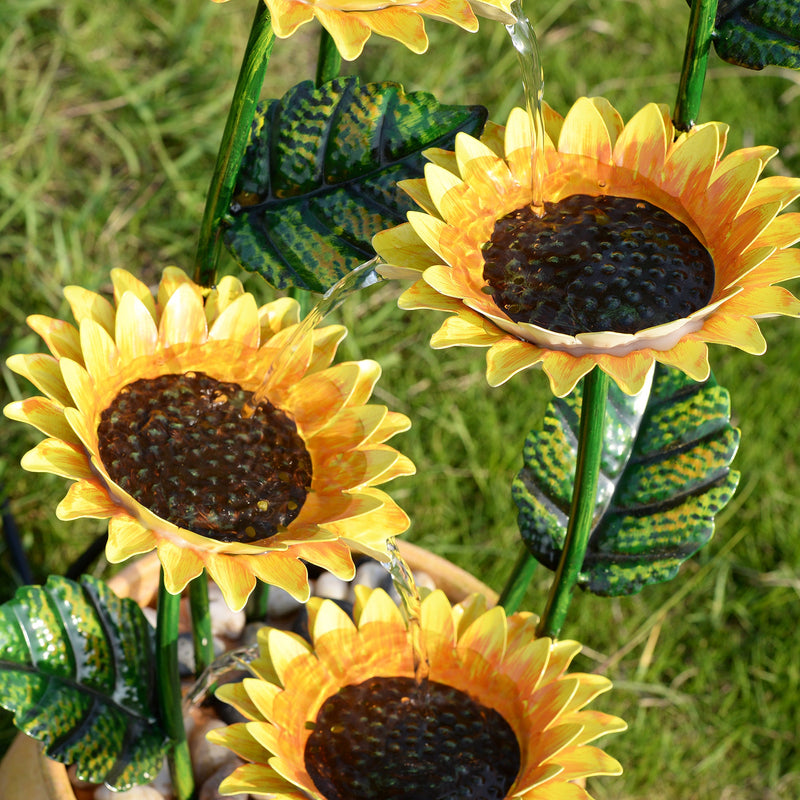 79533-E - Sunflower Metal Fountain with Galvanized Finish - Outdoor Hi-Line Gift Ltd.